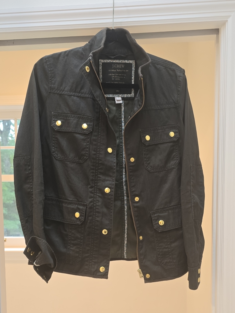 J. Crew Dark Olive Utility Jacket with Gold-Tone Hardware